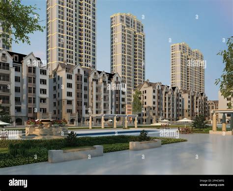 3d render of exterior view of buildings Stock Photo - Alamy