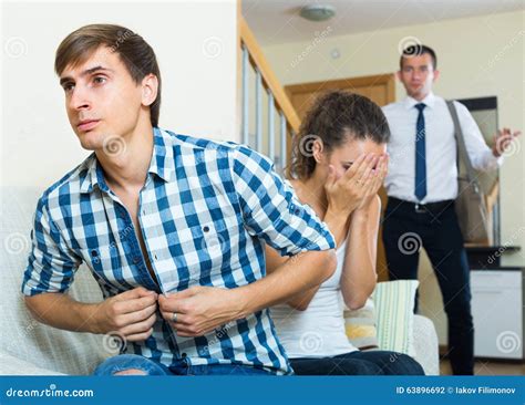 Husband Catching Cheating Wife Stock Photo Image Of Envy Breakup