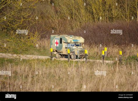 Britishy Army Land Rover Defender Wolf Ambulance In Action On A