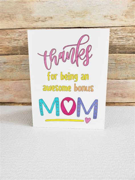 Bonus Mom Bonus Mom Card Bonus Mom Mothers Day Card Step Etsy Uk