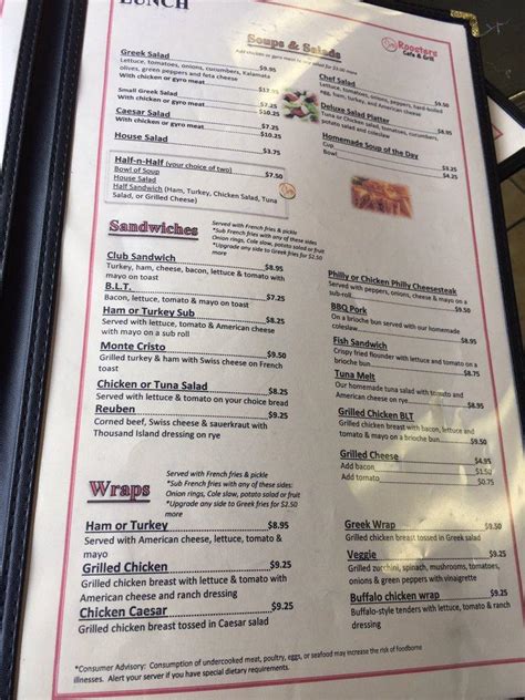 Menu At Roosters Cafe Grill Virginia Beach