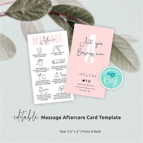 Massage Aftercare Template Editable Massage After Care Guide