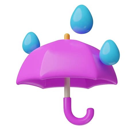 Premium Vector Umbrella And Raindrops 3d Icon Glossy Plastic Monsoon Rainy Weather Three