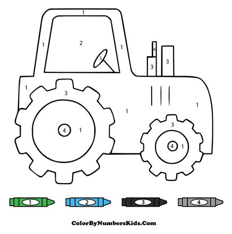 Simple Tractor Color By Number