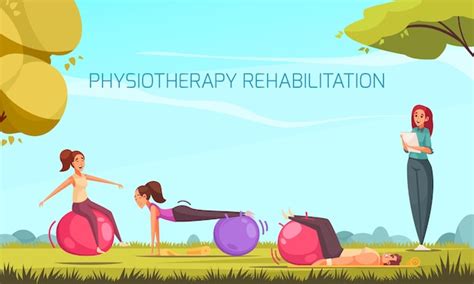 Premium Vector Physiotherapy Rehabilitation Composition With Group Of