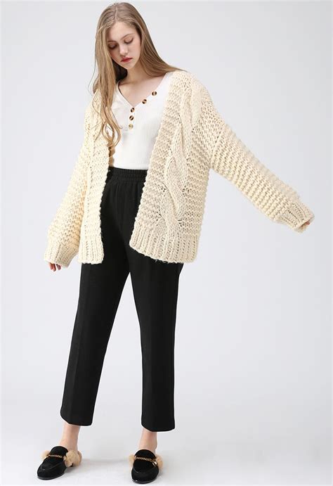 Good To Be Chunky Knit Cardigan In Cream Retro Indie And Unique Fashion