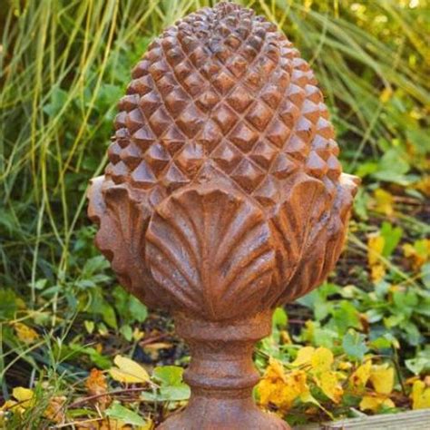 Cast Iron Pine Cone Finial Statue Garden Decor