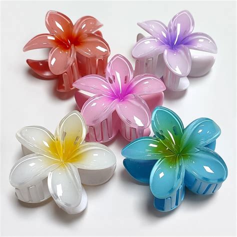 3 Pack Lotus Flower Hair Clips Tropical Flower Hair Claw Etsy