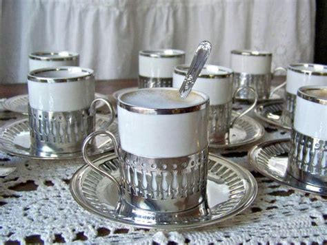 Vintage Demitasse Cup And Saucer Set Of 12 Silver By Cynthiasattic 99 00 Coffee Tea Coffee