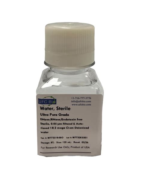 Sterile Water Ultra Pure Grade RNase DNase Endotoxin Free Sterile