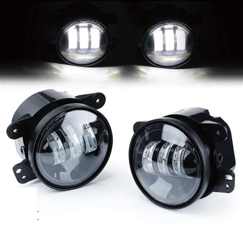 Pair Inch W Round Led Fog Lights Projector Lens White Beam