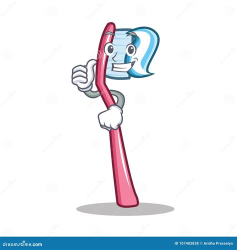 Thumbs Up Toothbrush Character Cartoon Style Stock Vector