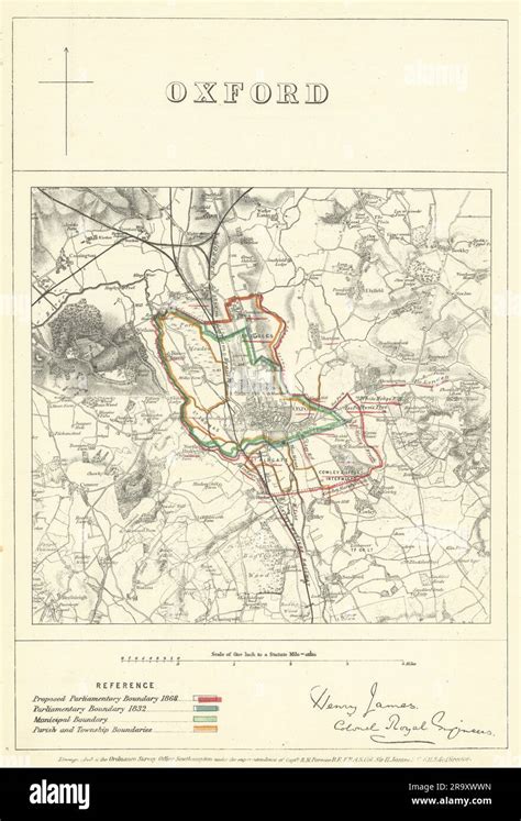 Oxford Oxfordshire James Parliamentary Boundary Commission 1868 Old