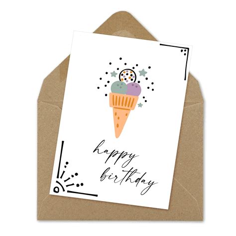 Sweet Birthday Ice Cream Card Ice Cream Greeting Card Birthday Card Ice