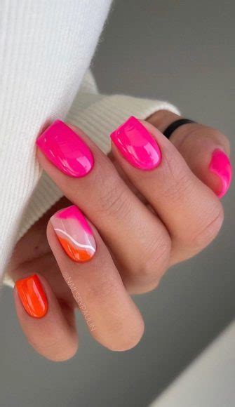 25 Hot Pink Vibrant Nails For Modern Women Hot Pink And Orange Design Nails