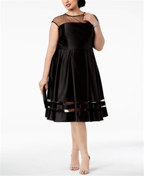 Betsy And Adam Synthetic Plus Size Illusion Fit And Flare Dress In Black Lyst