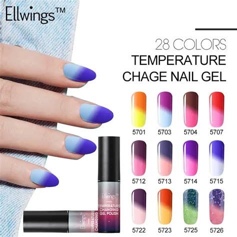 Ellwings 1pcs Temperature Change Gel Nail Polish 28 Colors Soak Off UV