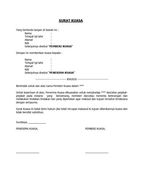 template surat kuasa