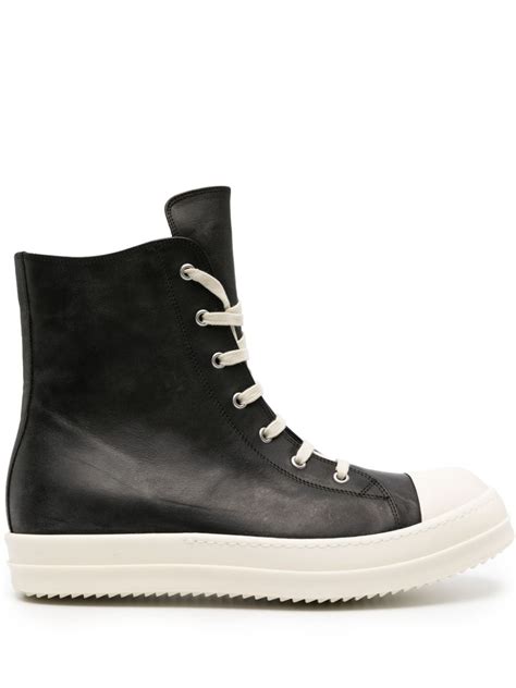 Rick Owens High Top Leather Sneakers Farfetch