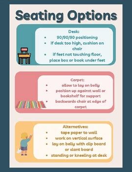 Flexible seating options chart by Pedi OT | TPT