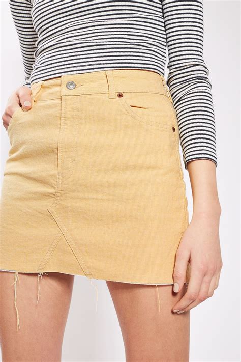 MOTO Denim Mini Skirt New In Topshop Yellow Denim Skirt Mini