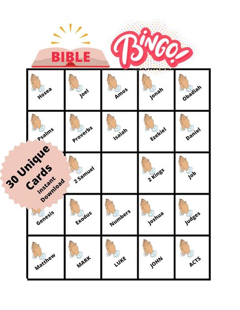 Books Of The Bible Bingo Bible Bingo For Kids Printable Bible Game