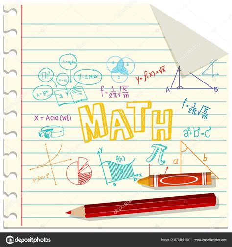 Doodle Math Formula Mathematics Font Notebook Page Illustration Stock