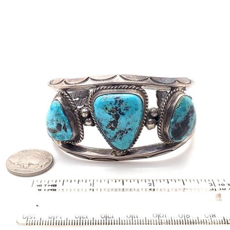 Big Morenci Turquoise Silver Navajo Native American J Gem