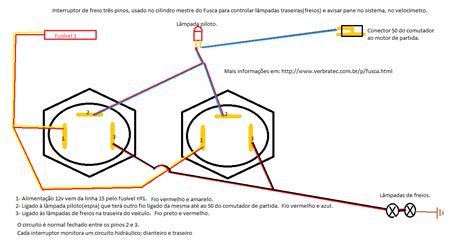 Curiosidades Automotivas Esquema ligação interruptor de freio do fusca