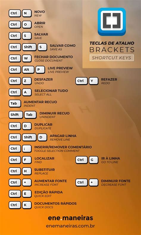 Conheça as principais teclas de atalho do Brackets Dicas de