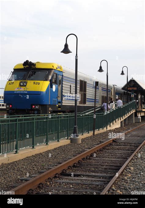 Commuter Railroad Train In Station Montauk New York Usa Stock Photo Alamy