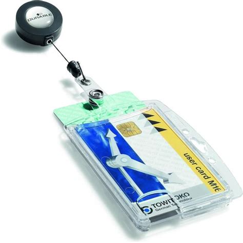 Durable Enclosed Duo Security Pass Holder 54x87mm With Badge Reel Holds