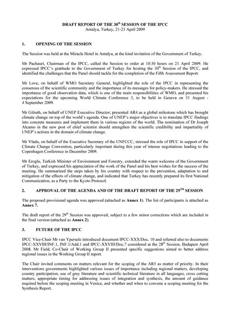 Draft Report Of The 30th Session Of The IPCC UNT Digital Library