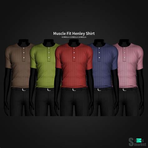 Майка Muscle Fit Henley by gorillax3 для Симс 4 Скачать мод