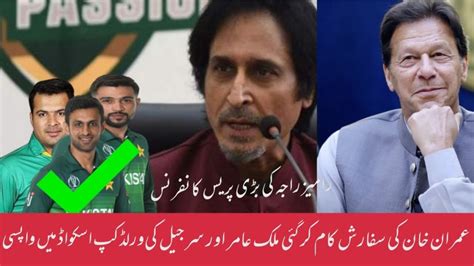 Imran Khan Request Shoaib Malik Muhammad Amir Sharjeel Back T20 Squad