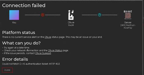 error http  redm client support cfxre community