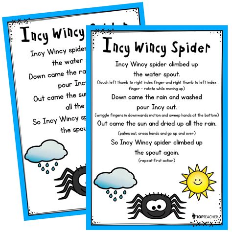 Incy Wincy Spider Rhyme Posters Top Teacher