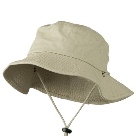 Big Size Washed Bucket Hat with Chin Cord - Putty (For Big Head ...