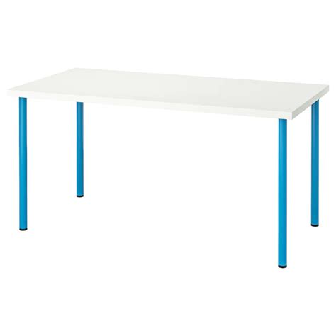 IKEA LINNMON ADILS Table White Blue Pre Drilled Leg Holes For