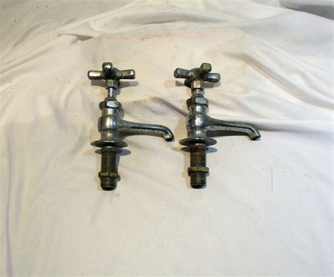 Brass Faucets Chrome Plated Old Matching Set Of Faucets Or Taps Architectural Salvage Etsy