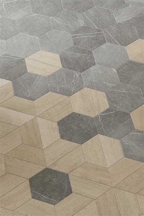 Tendance Mix De Carrelage Hexagonal Effet Bois Et Effet Pierre Vein E