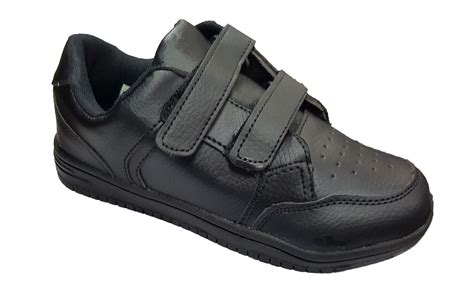 Bnib Childrens Boys Smart Back To School Plain Black Velcro Shoes Uk