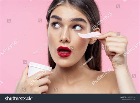 Beautiful Woman Naked Shoulders Red Lips Stock Photo Shutterstock