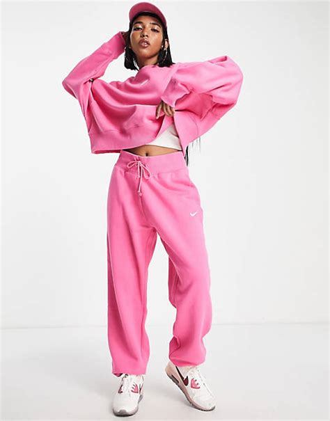 Nike Mini Swoosh Oversized High Rise Joggers In Pinksicle Asos