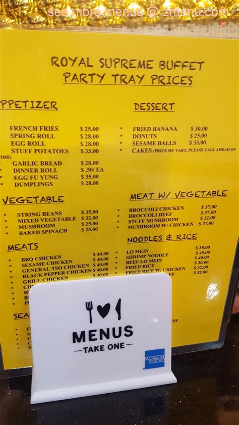 Online Menu Of Royal Supreme Buffet Restaurant Kokomo Indiana 46901