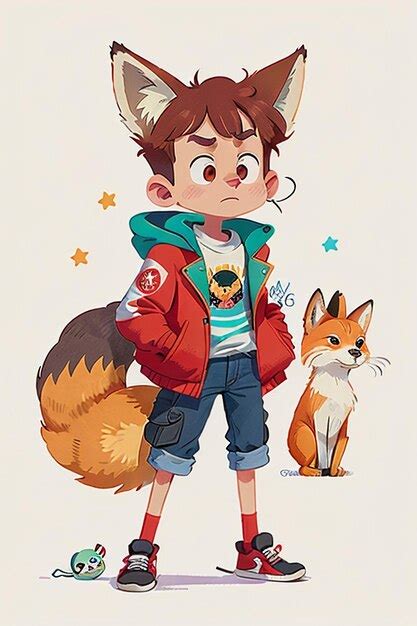 Premium AI Image | cosplay fox shaped boy sunshine handsome cartoon anime wallpaper background ...