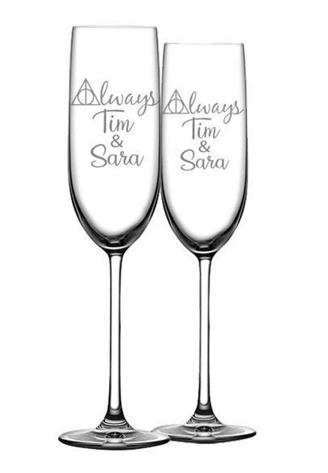 Always Personalized Wedding Champagne Flutes Set Of 2 Glasses For Toastingbride And Groom Ts