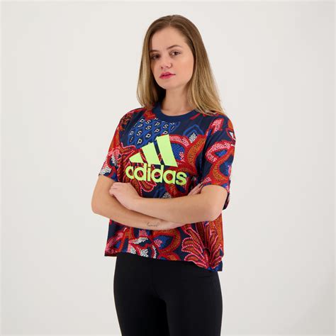 Camiseta Adidas Farm Gfx Feminina Azul Futfanatics