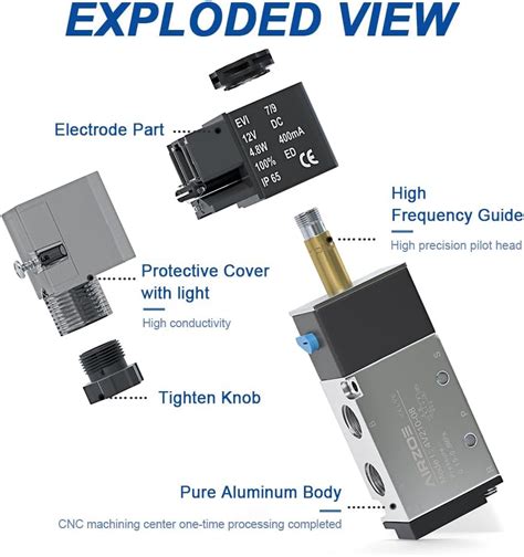 14 NPT 12V 2 posición 5 vías válvula solenoide válvula solenoide