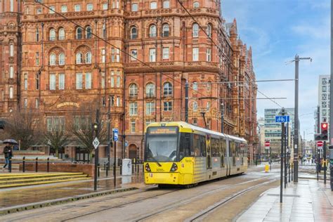 Metrolink Tram At The Midland Hotel In Manchester Editorial Stock Photo